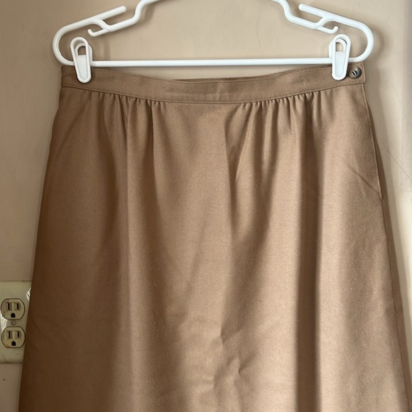 Vintage Pendleton Tan Virgin Wool A-Line Midi Skirt Size 16 Normcore - Picture 3 of 10